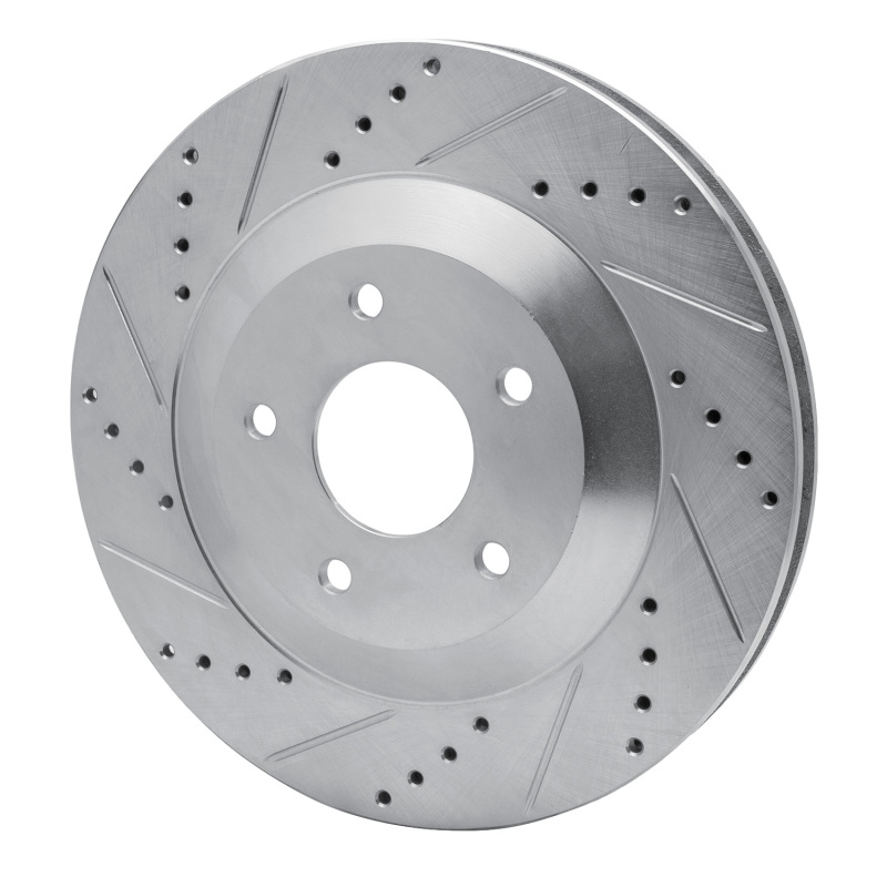 Cadillac XLR Brake Rotor (1) - Right Front - R1 Concepts - Drilled & Slotted - Silver - `97-`09